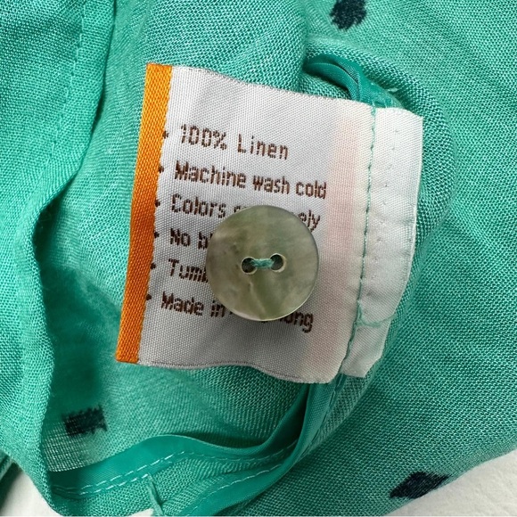 Fridaze linen Green Button-Up Women's Top size L - Picture 8 of 9